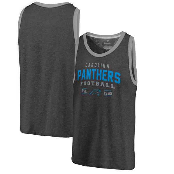 Carolina Panthers NFL Pro Line by Fanatics Branded Refresh Tri-Blend Ringer Tank Top - Black Gray,We sell and wholesale Carolina Panthers NFL Pro Line by Fanatics Branded Refresh Tri-Blend Ringer Tank Top - Black Gray on line form chian!